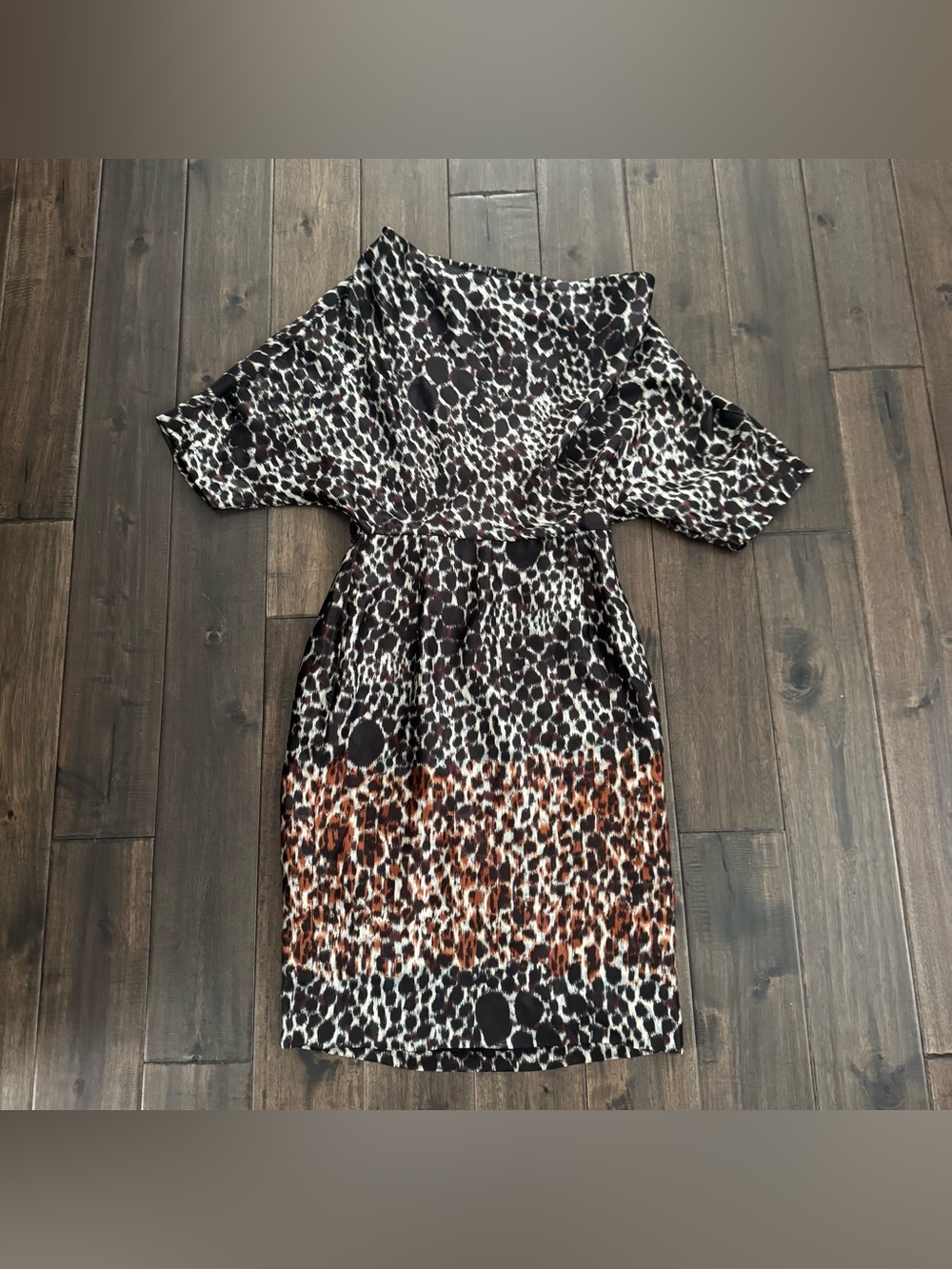 MaxMara Animal Print Silk Blend Dolman Sleeve Pencil Dress XS (0–2)